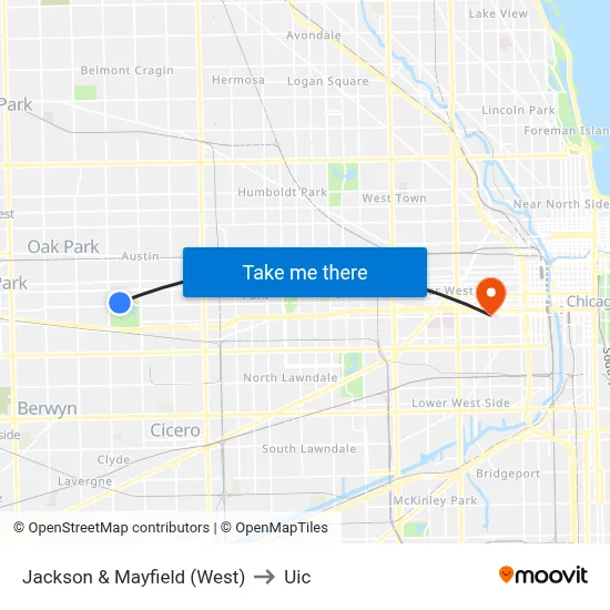 Jackson & Mayfield (West) to Uic map