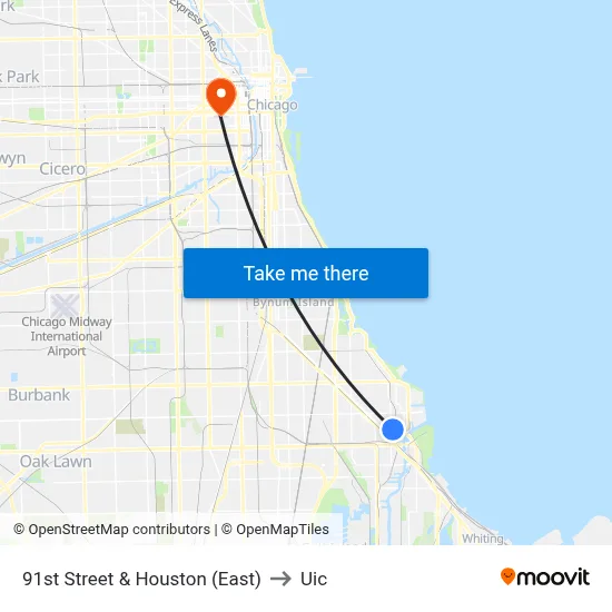 91st Street & Houston (East) to Uic map