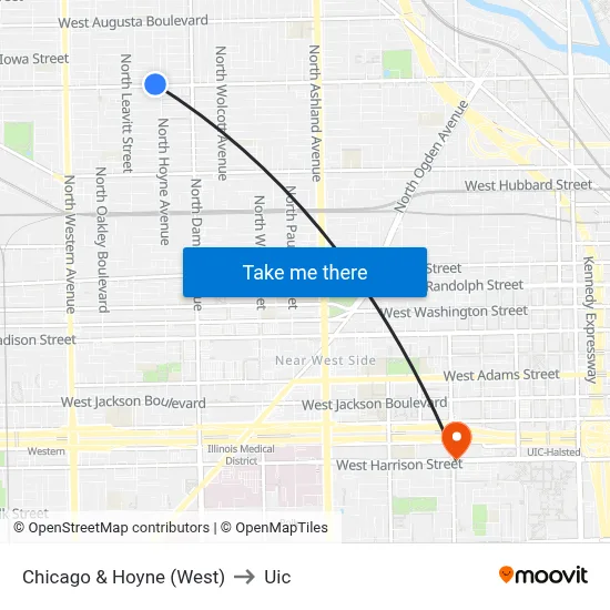 Chicago & Hoyne (West) to Uic map