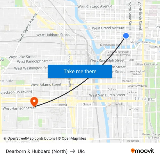 Dearborn & Hubbard (North) to Uic map