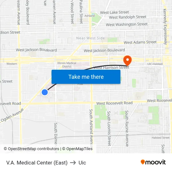 V.A. Medical Center (East) to Uic map