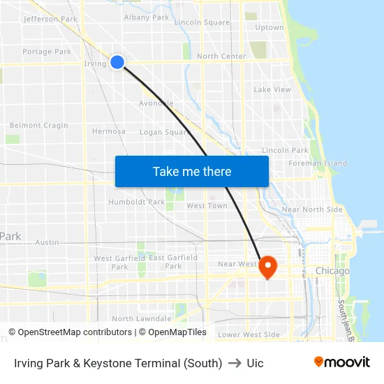 Irving Park & Keystone Terminal (South) to Uic map
