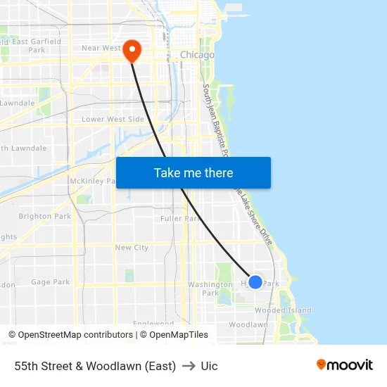 55th Street & Woodlawn (East) to Uic map