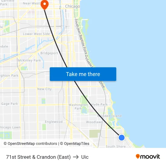 71st Street & Crandon (East) to Uic map