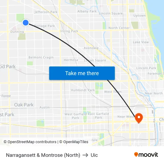 Narragansett & Montrose (North) to Uic map
