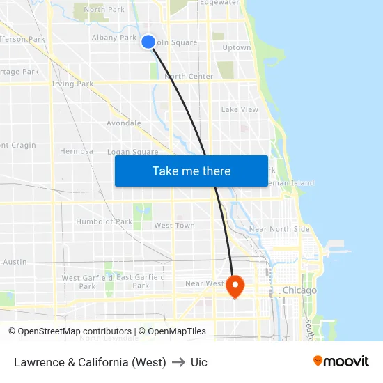 Lawrence & California (West) to Uic map