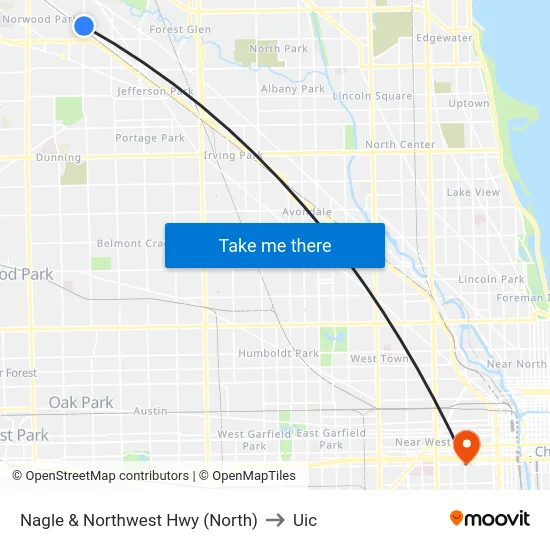 Nagle & Northwest Hwy (North) to Uic map