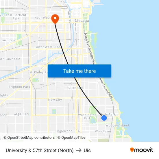 University & 57th Street (North) to Uic map
