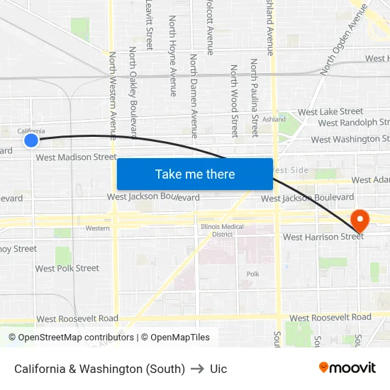 California & Washington (South) to Uic map