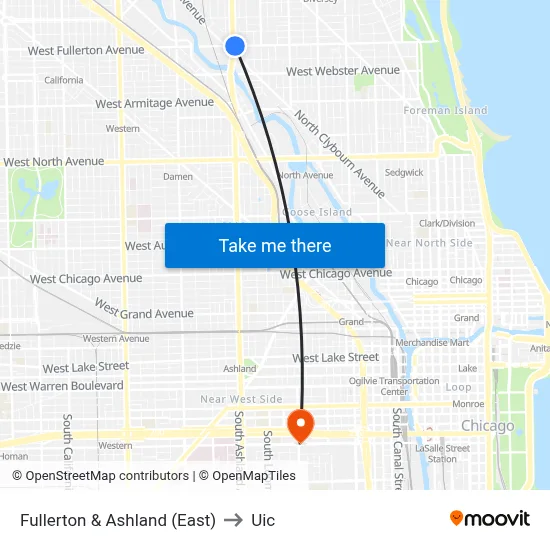 Fullerton & Ashland (East) to Uic map