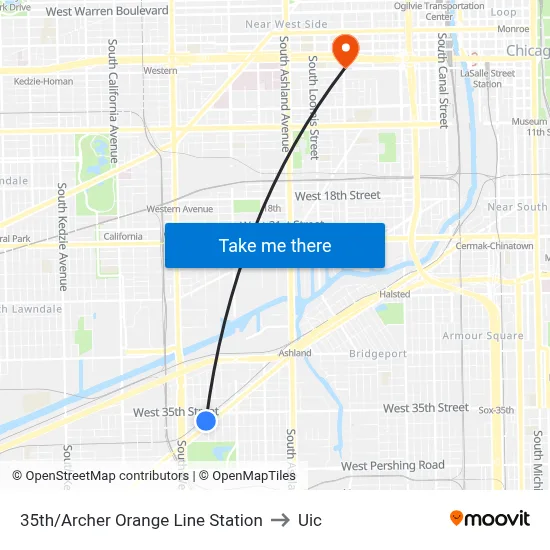 35th/Archer Orange Line Station to Uic map
