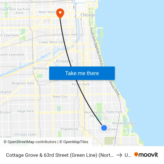 Cottage Grove & 63rd Street (Green Line) (North) to Uic map