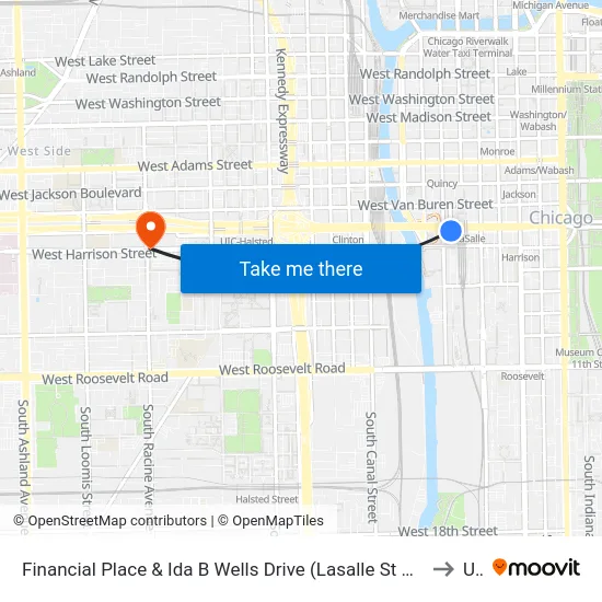 Financial Place & Ida B Wells Drive (Lasalle St Station) (North) to Uic map