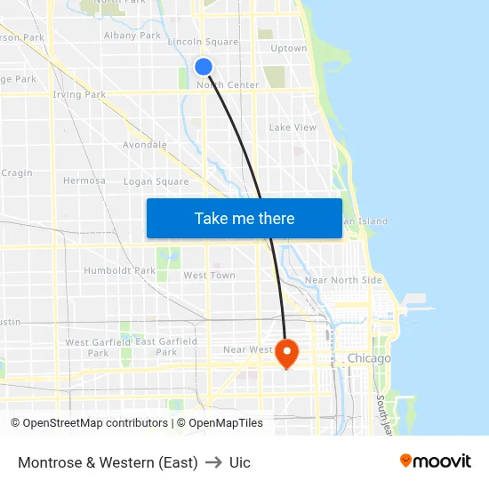 Montrose & Western (East) to Uic map