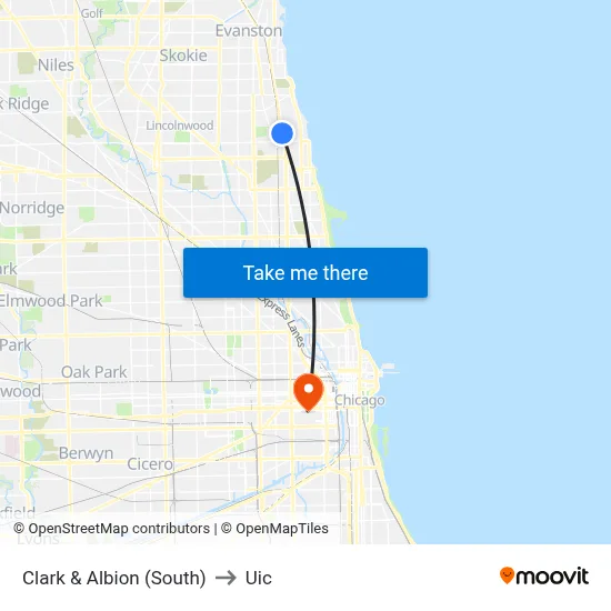 Clark & Albion (South) to Uic map