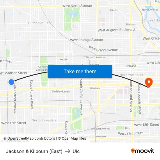 Jackson & Kilbourn (East) to Uic map