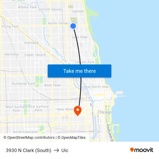 3930 N Clark (South) to Uic map