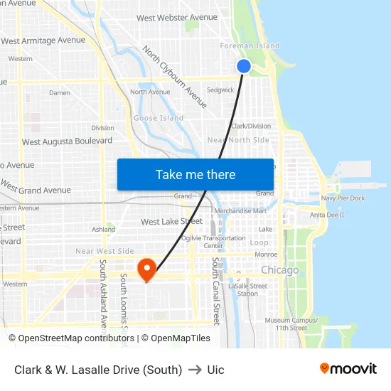 Clark & W. Lasalle Drive (South) to Uic map