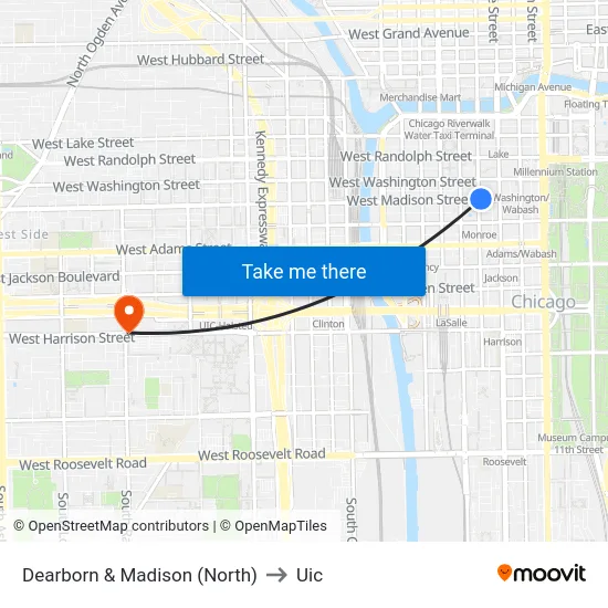 Dearborn & Madison (North) to Uic map