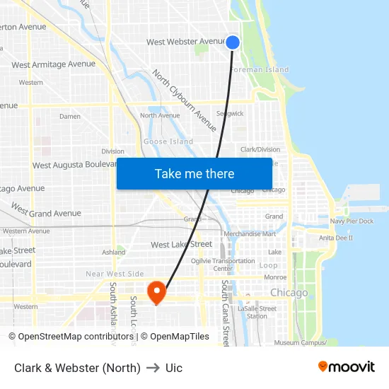 Clark & Webster (North) to Uic map