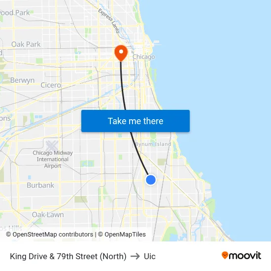 King Drive & 79th Street (North) to Uic map