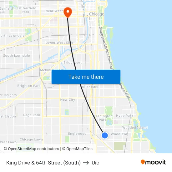 King Drive & 64th Street (South) to Uic map