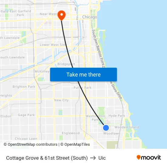 Cottage Grove & 61st Street (South) to Uic map