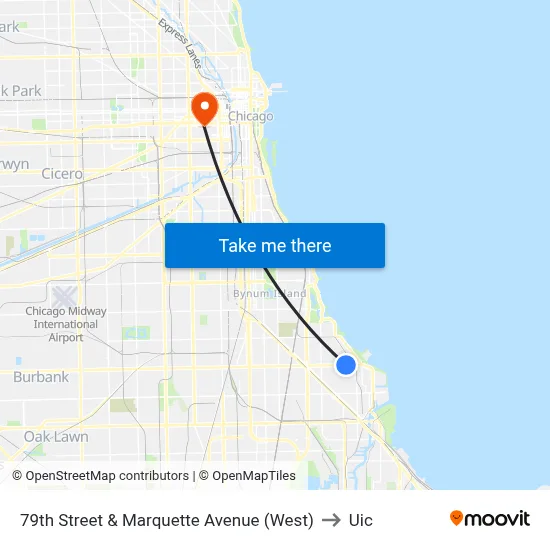 79th Street & Marquette Avenue (West) to Uic map