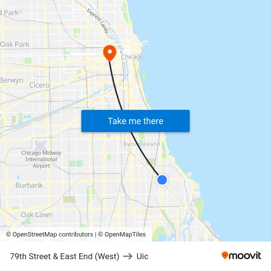 79th Street & East End (West) to Uic map