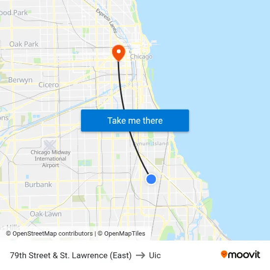 79th Street & St. Lawrence (East) to Uic map