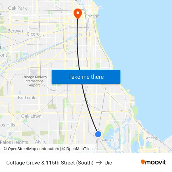 Cottage Grove & 115th Street (South) to Uic map