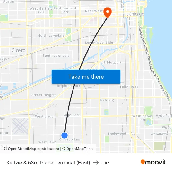 Kedzie & 63rd Place Terminal (East) to Uic map