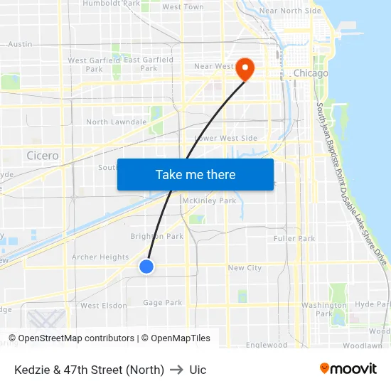 Kedzie & 47th Street (North) to Uic map