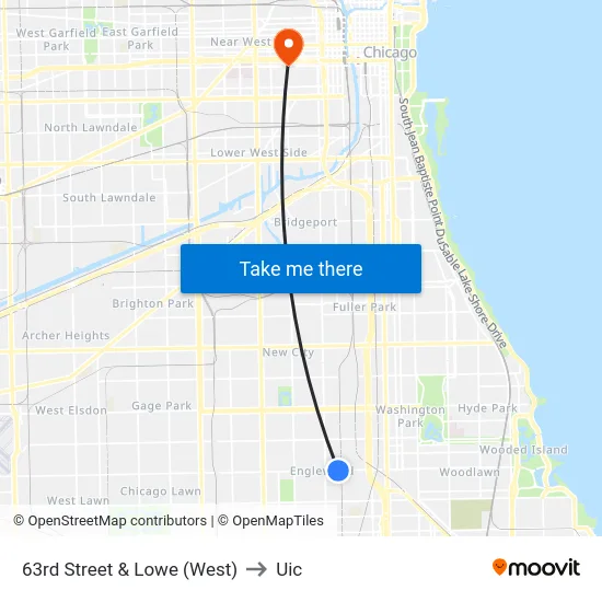 63rd Street & Lowe (West) to Uic map