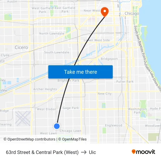 63rd Street & Central Park (West) to Uic map