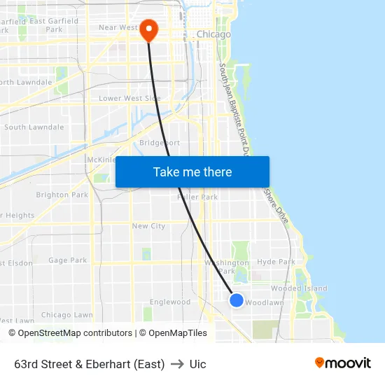 63rd Street & Eberhart (East) to Uic map