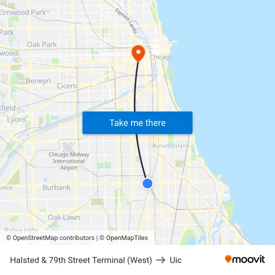 Halsted & 79th Street Terminal (West) to Uic map