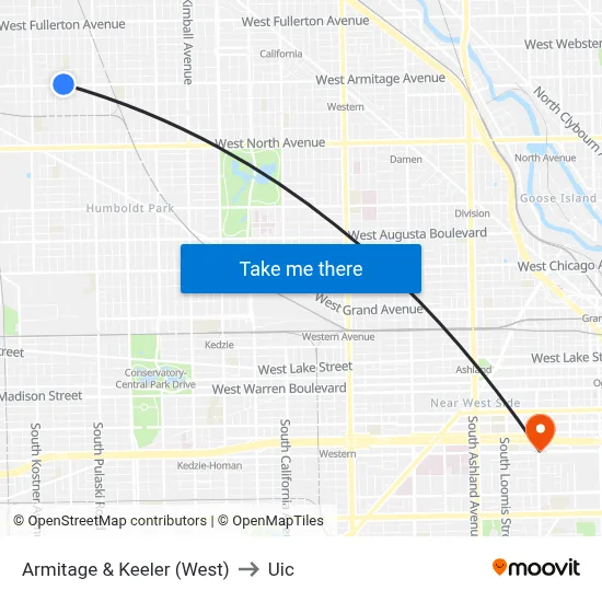 Armitage & Keeler (West) to Uic map