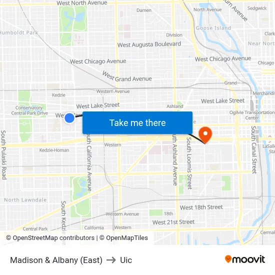 Madison & Albany (East) to Uic map