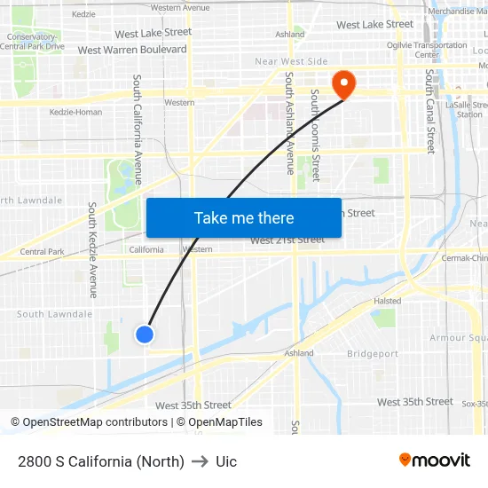 2800 S California (North) to Uic map