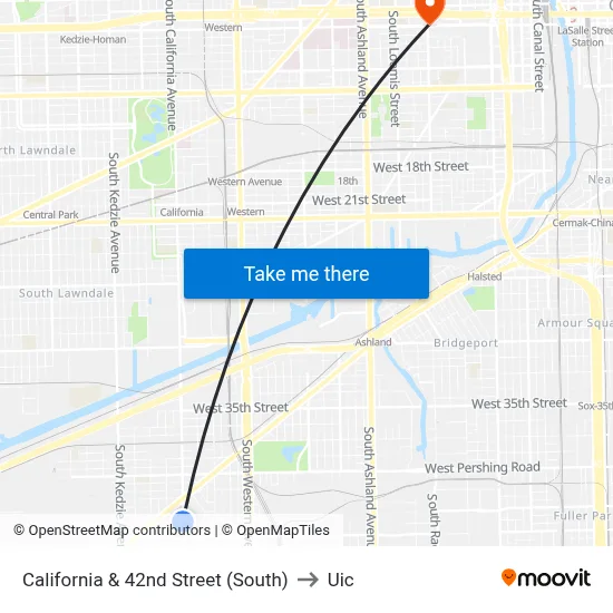 California & 42nd Street (South) to Uic map