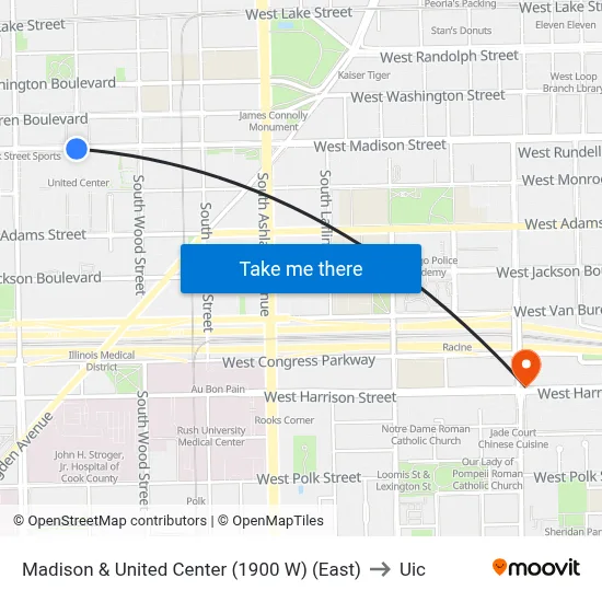 Madison & United Center (1900 W) (East) to Uic map