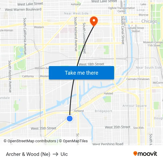 Archer & Wood (Ne) to Uic map