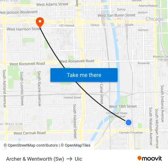 Archer & Wentworth (Sw) to Uic map