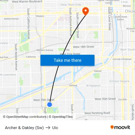 Archer & Oakley (Sw) to Uic map