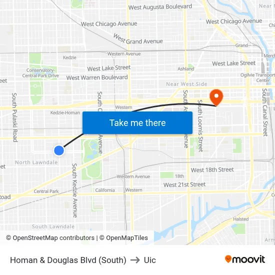 Homan & Douglas Blvd (South) to Uic map