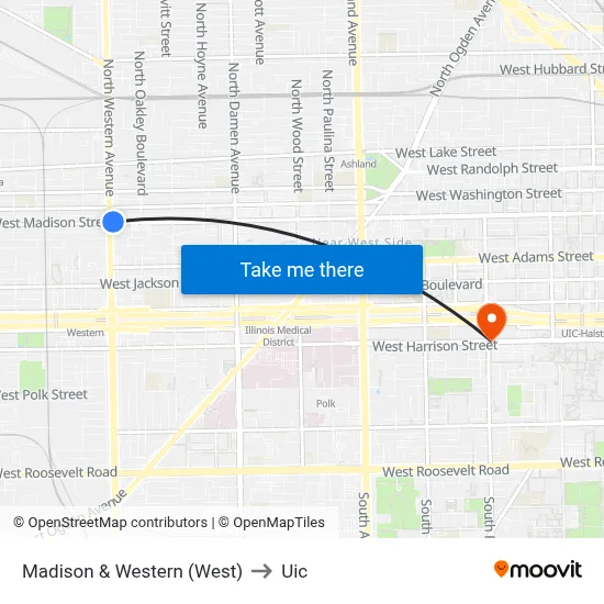 Madison & Western (West) to Uic map