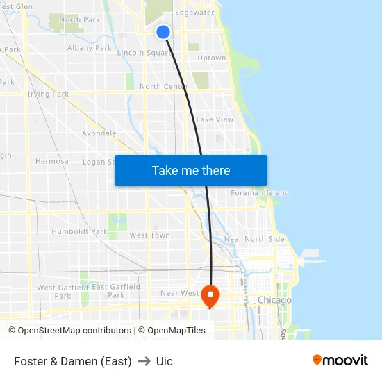 Foster & Damen (East) to Uic map