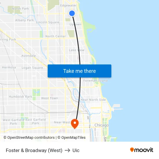 Foster & Broadway (West) to Uic map