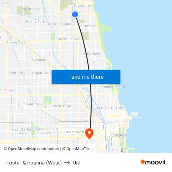 Foster & Paulina (West) to Uic map